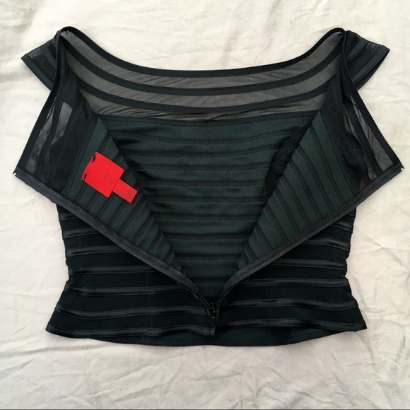 Vintage 90s Black Mesh Off The Shoulder Crop Top - Picture 6 of 8